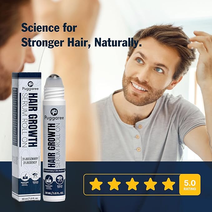 Redensyl Hair–Growth–Serum Roll On – 3% Rosemary, 3% Redensyl, DHT-Blocking Scalp Serum for Thicker, Fuller Hair – For Women & Men (30 ml)