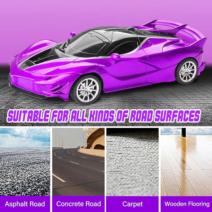 Remote Control Car for Girl, 2.4GHz 4WD Electric RC Cars Toy Racing with Led Lights Rechargeable High-Speed Hobby Toy Vehicle, RC Car Gifts for Age 3 4 5 6 7 8 9 Year Old Kids (Purple)