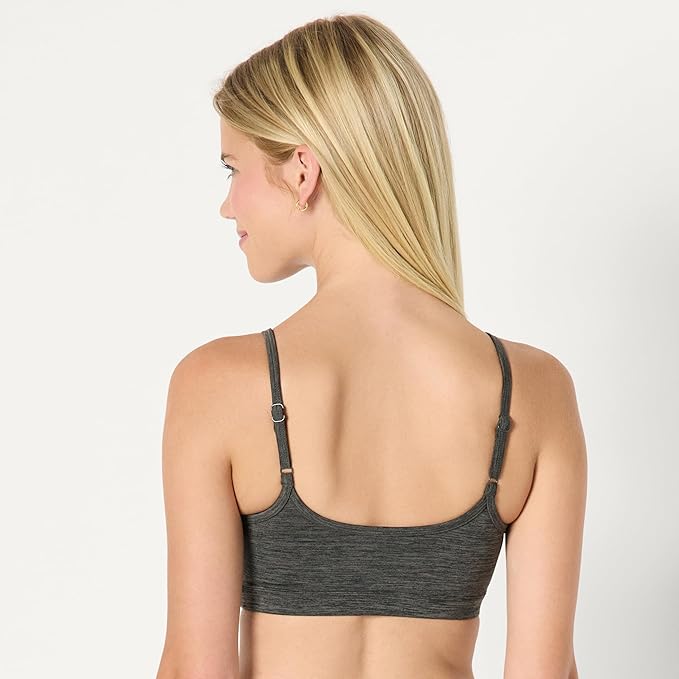 Amazon Essentials Women's Active FormFlex Buttery Soft Light Support Heathered Spaghetti Strap Yoga Sports Bra
