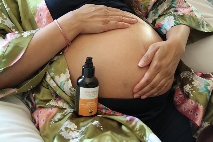 Mambino Organics First Trimester Maternity Skin Care Set, Pregnancy Must Haves with Belly Oil, Rose Facial Mist, Youth Glow Serum & Lip Balm, Maternity Essentials Gift Set + Free Bag