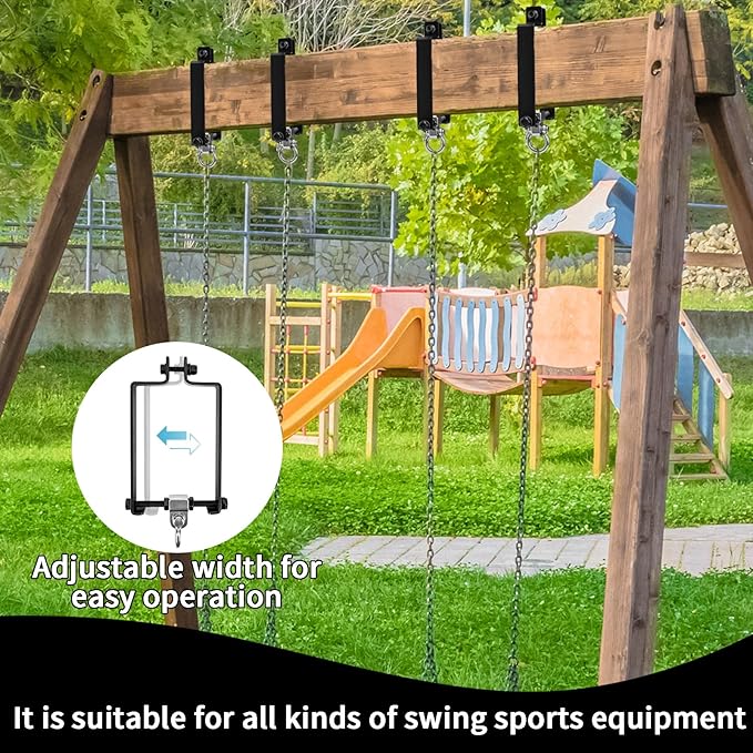 Heavy Duty Swing Hangers with 180° Snap Hooks Metal Swingset Accessories Swing Set Brackets Hardware Swingset Attachments Wooden Sets Playground Porch Outdoor Indoor (Black of 2Pcs)