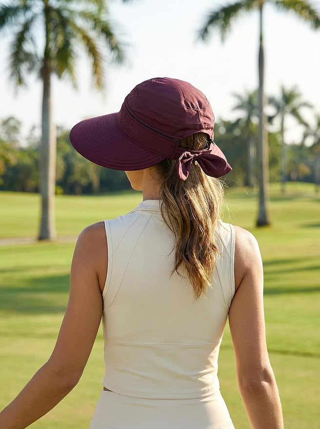2-in-1 Women’s Sun Visor Sun Hat Zipper Off Ponytail Friendly, Lightweight Quick Dry, Summer UV Protection