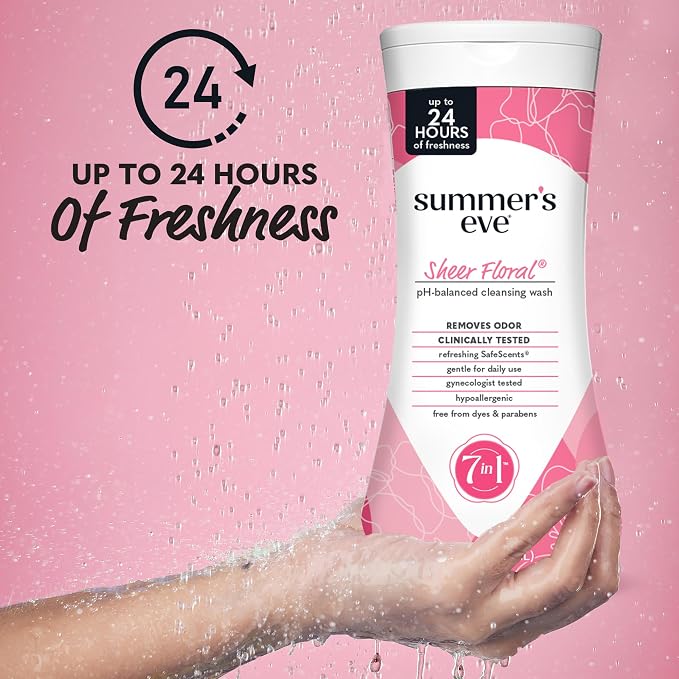 Summer's Eve Feminine Wash, Sheer Floral, Daily pH-Balanced Body Wash for Women, Feminine Care to Remove Vaginal Odor, Gynecologist Tested, 15 Fl Oz (Pack of 2)