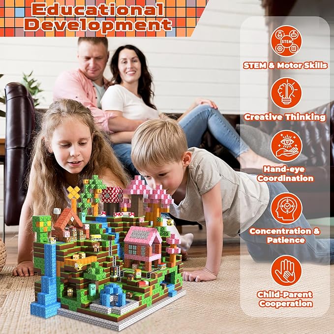 300 PCS Magnetic Blocks - Magnetic Building Block for Kids Ages 4-8 8-12, Creative Construction Stacking Magnet Block Sets, Magnet Cubes Tiles Building Toy for Girl Boy Age 3+ Halloweens Birthday Gift