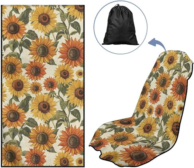 INSTANTARTS Sunflower Car Seat Cover Protector Sweat Towel Multi-Functional Car Towel Quick-Dry Car Seat Cover