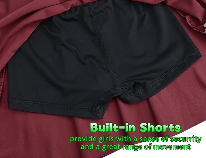 Gnainach Girls Skorts High Waist Athletic Skirts with Shorts Stretchy Activewear for Teens Kids Performance Tennis