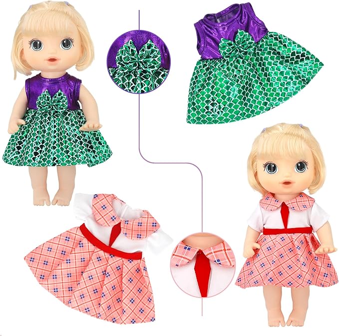UNICORN ELEMENT 9 Sets Alive Baby Doll Clothes for 10-12 Inch Girl Dolls,12 Inch Baby Doll Clothing Dress Outfits Accessories Set,Best Gift for Kids(No Dolls)