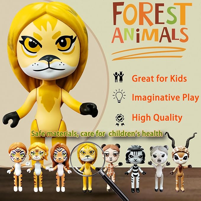 PLENTY MORE Forest Animal Theme Series Action Figure - 3.5 inches / 8cm Collectible Action Figure, Creative Forest Animal Toy, Educational & Fun Play for Ages 3+, Safe & Non-Toxic (Lion The Majesty)