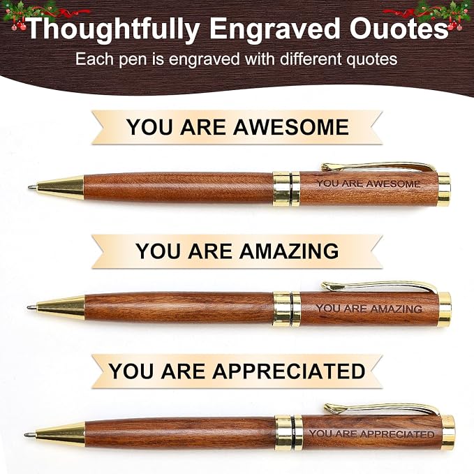Renawe Luxury Wooden Pen Set Thank You Gifts for Women Men Friends Cool Teacher Boss Appreciation Gift for Female Coworkers Nice Engraved Pens Gifts Office Business Pens Work Employee Gratitude Gift