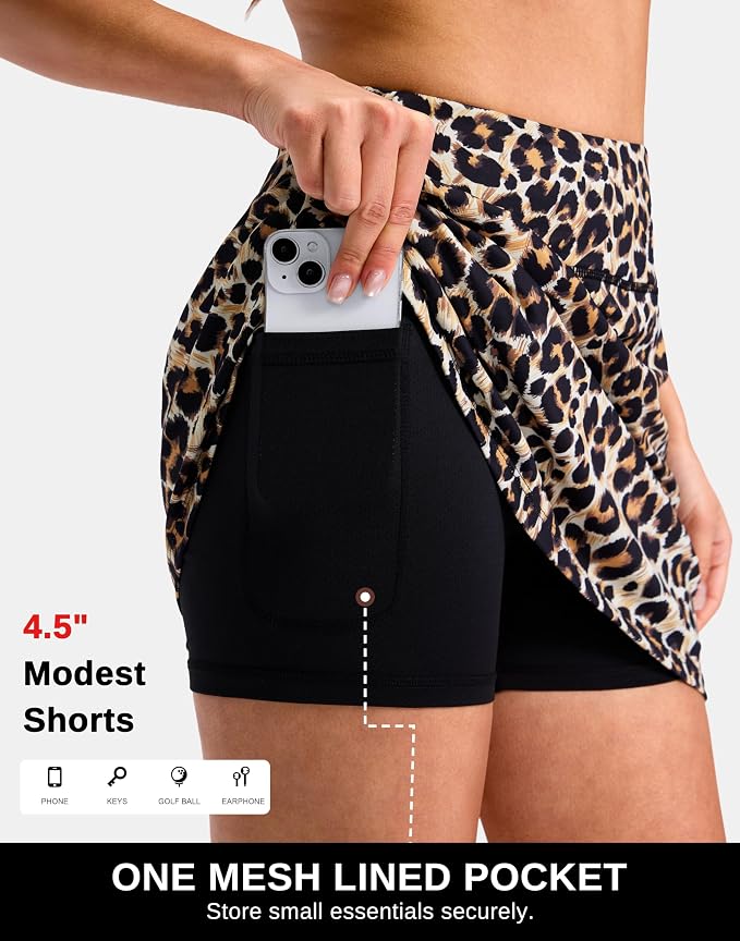 14"/16" Skorts with 3 Pockets | Side Slits, High Waisted, Built-in Shorts, A Line, Casual, Pickleball, Athletic, Golf, Tennis Skirt, for Women