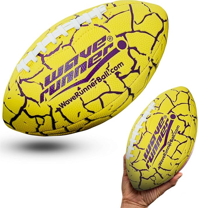 Wave Runner Grip It Waterproof Junior Size Football, 9.25 Size, Durable & Double Laced, Perfect for Beach Accessories, Kids Games, Pool Toys, Outdoor Games, All-Weather Indoor & Outdoor Play