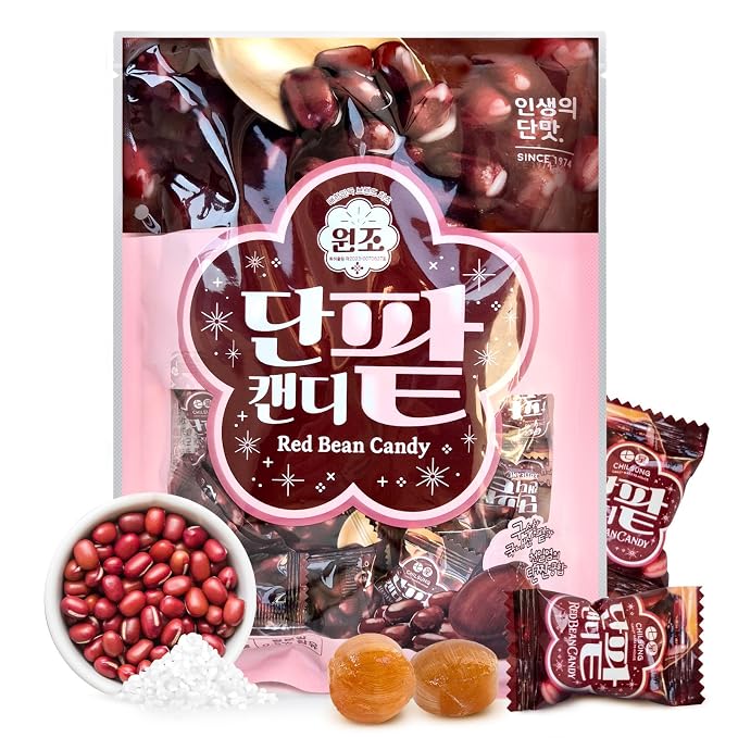 COELO Red Bean Candy 8.81oz (250g) | Korean Red Bean & Sea Salt | Sweet & Salty Flavor Hard Candy Korea Snack | Office Pantry Travel Camping Party K-Food Individually Wrapped On-The-Go Snack 단팥 캔디