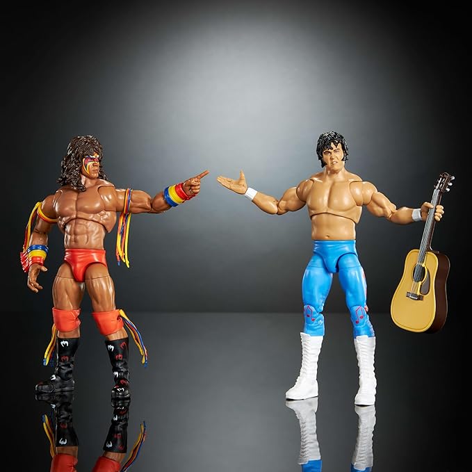 Mattel WWE Coliseum Collection Action Figure 2-Pack, Set with Ultimate Warrior & Honky Tonk Man 6-inch Collectibles & Accessories Including Swappable Parts