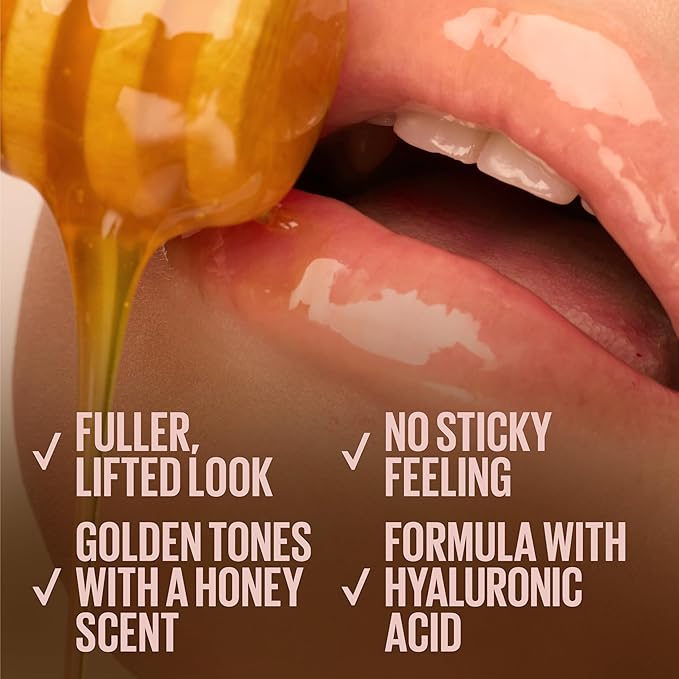 MAYBELLINE Lifter Gloss, Hydrating Honey'd Lip Gloss with Hyaluronic Acid, High Shine for Plumper Looking Lips, Honey, 1 Count