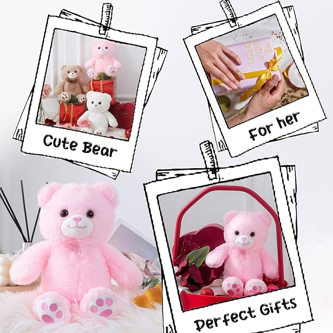 Pink Teddy Bear Stuffed Animal with Heart Plush Toys for Girlfriend, Cute Stuffed Animals, Teddy Bears, 9 Inch Animal Plushies, Valentine's Day