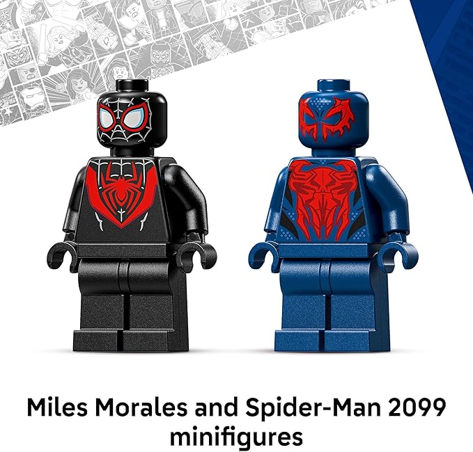 LEGO Marvel Miles Morales Mech vs. Spider-Man 2099 Building Toy for Boys & Girls - Poseable Super Hero Mech & 2 Marvel Minifigures for Kids & Fans, Ages 6+ - Gift Idea for Birthdays - 76337