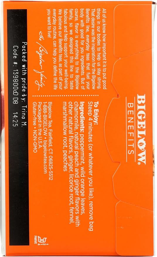 Bigelow Tea Ginger & Peach, 18 ct (Pack of 2)