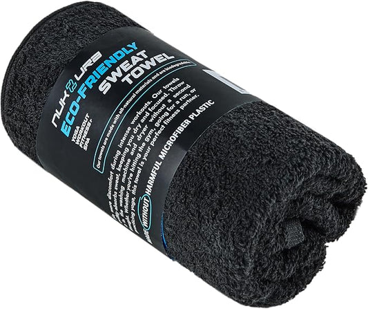 NUKURA 12’’ x 40’’, 450 GSM Gym Sweat Towel for Outdoor Workout, Running, Yoga, Pickleball, Padel, High Absorbent with Extra Softness, 100% Cotton Neck Towels, Black