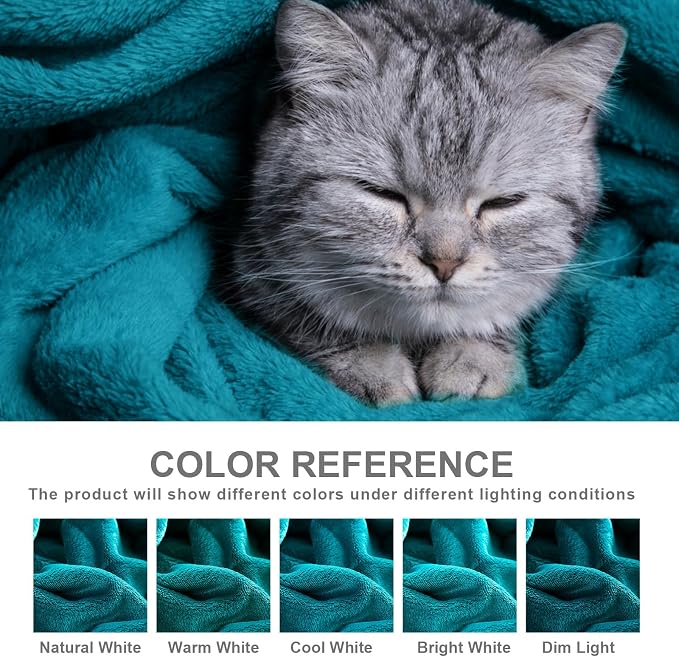 Hansleep Throw Teal Fleece Blanket, Soft Flannel Bed Blanket | Fuzzy Cozy Blanket 50x60 Inches, Multi-use for Bed, Sofa, Couch, Travel, Camping, All Season Warm Lightweight Cover