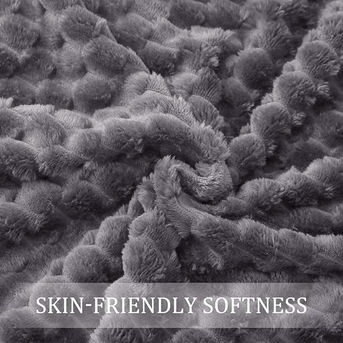 Exclusivo Mezcla 3D Fleece Queen Size Blanket for Bed, Dark Grey | Extra Soft Fuzzy Plush Lightweight Bed Blankets, Cozy Fluffy Decorative Blankets for All Seasons, 90x90 Inches