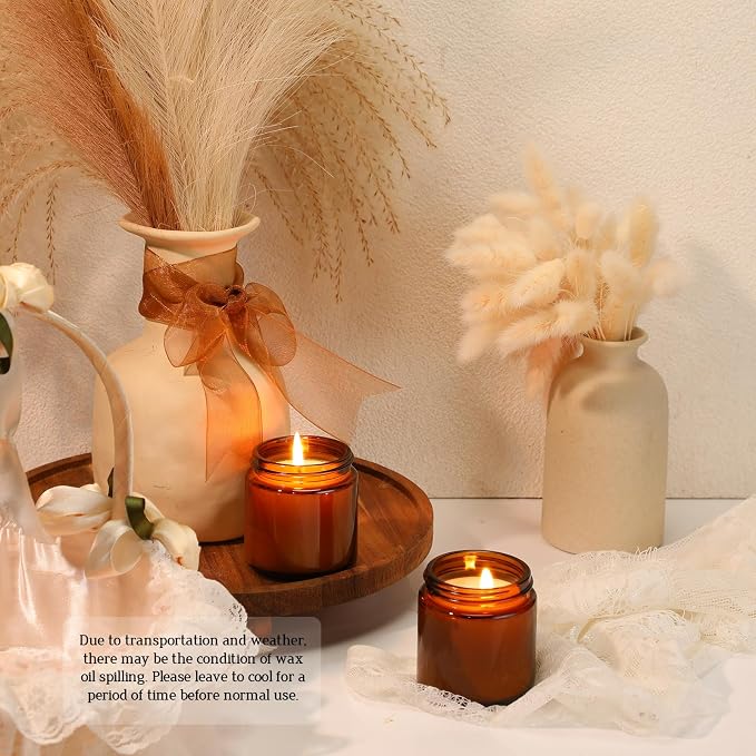 Yexiya 50 Pcs Wedding Mini Mason Jar Candles 3.5oz Scented Small Jars Candles in Bulk 10 Fragrances Relief Aromatherapy Gifts Set for Engagement Birthday Bridal Baby Shower Party Favors(Brown)