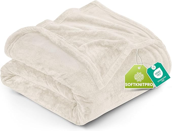 Utopia Bedding Ultra Soft Fleece Bed Blanket Queen Size Linen (90x90 Inch) | Microfiber Plush Warm Lightweight Breathable Cozy Blanket Anti-Static, All Season Use, Gift for Women and Men