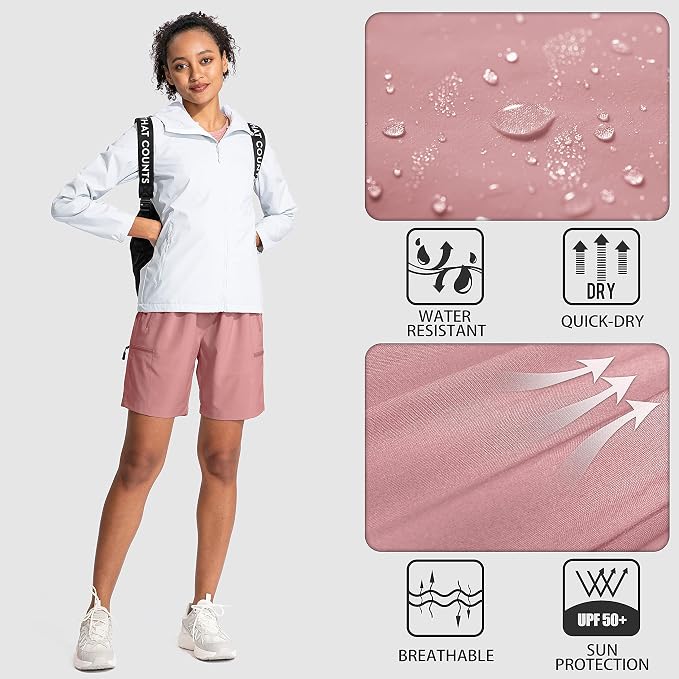 SANTINY Women's 5''/ 7''/9'' Hiking Cargo Shorts Quick Dry Lightweight Summer Shorts for Women Athletic Golf Zipper Pockets