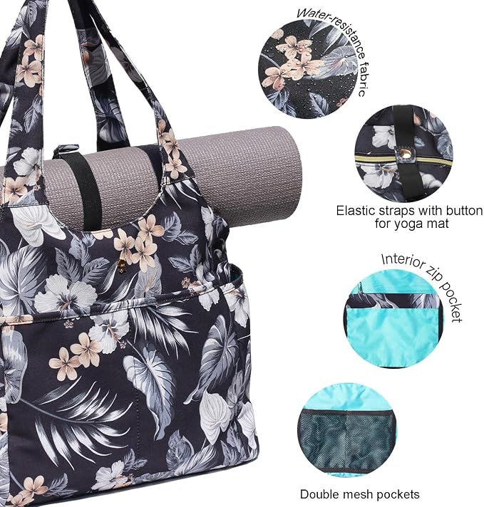 ESVAN Yoga Tote Bag Mat bag Women Shoulder Bags Carryall Tote for Travel Office Workout Gym Nurse Beach