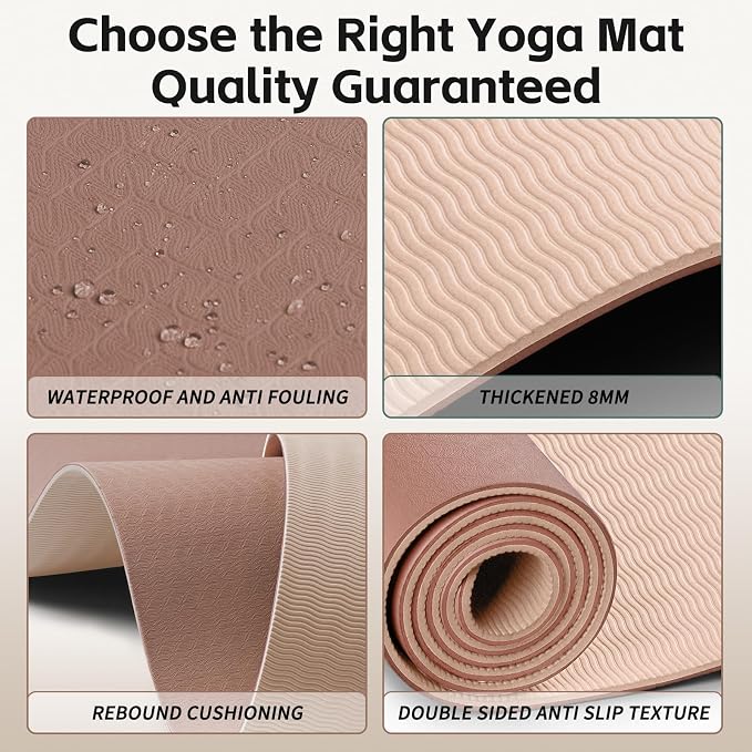 PAIDU Yoga Mat 8mm Super Thick TPE Fitness Mat | SGS Certified | Non-Slip, Odorless & Tear-Resistant | Unisex with Strap | for Yoga, Pilates, Meditation & Home Workouts