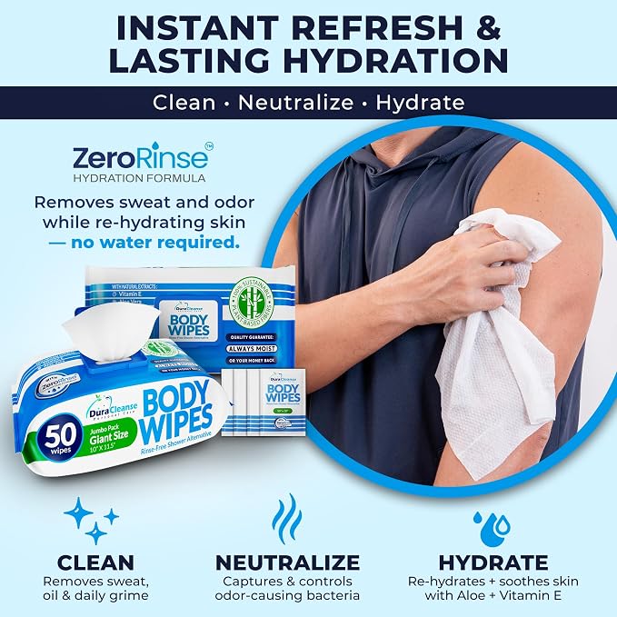 XL Body Wipes for Adults - (4 Pack) 200 Adult Shower Wipes + 16 Travel Bath Sheets - 10"x11.5" Thick Cleansing Waterless Wash Cloths - Incontinence Disposable Washcloths for Elderly Bathing No Rinse