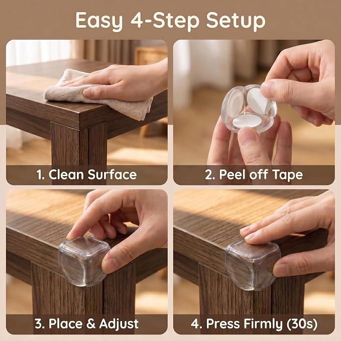 16 Pack Clear Baby Corner Protectors – Teardrop-Shaped & Spherical Furniture Edge Guards for Baby Proofing – Soft PVC Table Corner Covers for Safety on Tables, Cabinets – Childproof Bumpers for Home