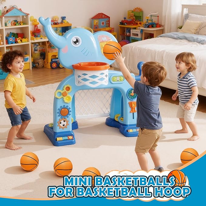 Iyoyo Mini Basketball Set - 5 Pack 6" Small Balls with Pump, Over The Door Mini Hoop Replacements, Toy for Toddlers, Kids, Teenagers, Pool, Indoors, Outdoors