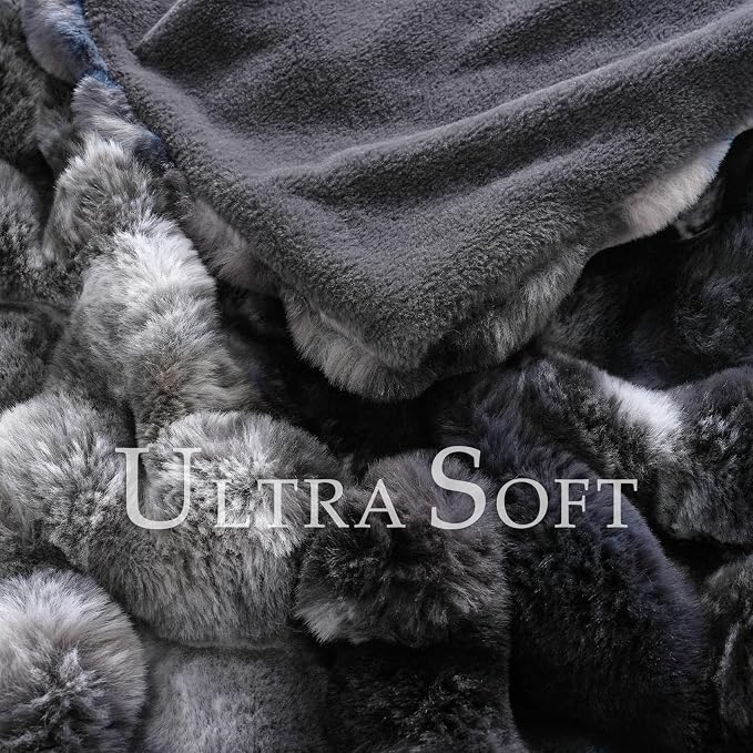 BENVWE Fluffy Faux Fur Throw Blanket for Couch, Soft Plush Thick Cozy Fuzzy Luxury Minky Bubble Blanket for Home Living Room Decor Gift for Women, Tie-dye Grey, 63" x 80", 1100GSM