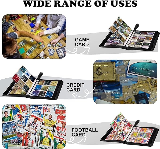 LIMSTDIC Card Binder for Pokemon Card, 9 Pocket 40 Double-Sided Pages for 720 Card Pocket Premium Zip PU Card Binder for Pokemon, Collectible For TCG,MTG,Baseball,Football Trading Card Game(Black)