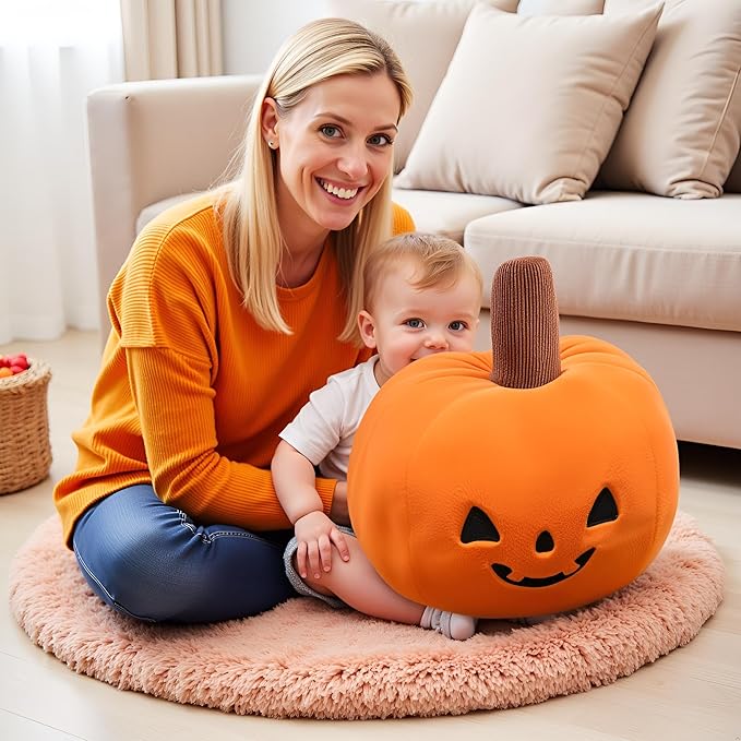 15.7 Inch Big Creative 3D Simulation Pumpkin Pillow,Fluffy Cars Pillow Outdoor Cushions for Halloweens Party Favors,Clever Boy's and Girl's Room Pumpkins Decorations