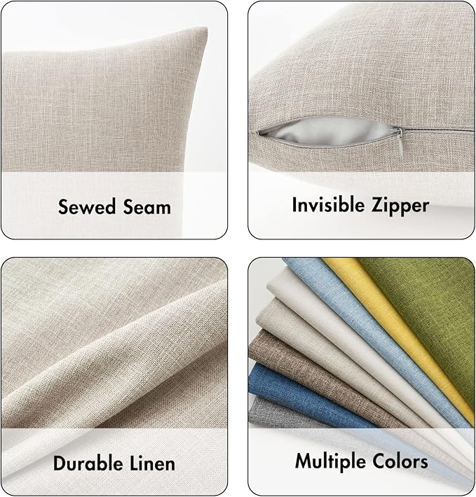 MIULEE Pack of 2 Decorative Linen Burlap Textured Pillow Covers Farmhouse Boho Accent Pillowcases Spring Home Decor for Couch Sofa Bedroom Living Room 16x16 Inch Taupe