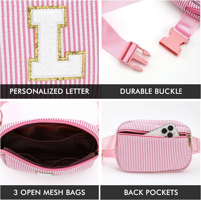 YOOLIFE Initial Crossbody Bag Belt Bag | Fanny Pack Birthday Gifts for Daughter Sister Friends | Gift for Teen Girls | Personalized Gifts for Women | Belt Bag Fanny Pack for Girls Pink C