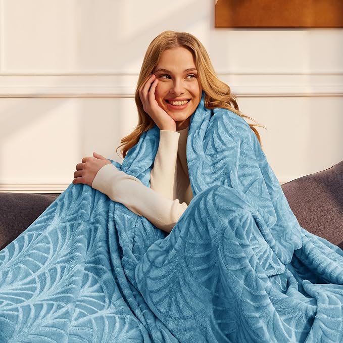 Whale Flotilla Soft Flannel Fleece Throw Blanket for Couch, Stone Blue | Cozy Lightweight Breathable Velvet Sofa Throws, Plush Fluffy Vintage Pattern Decorative Blanket for Bed, All Season, 50"x60"