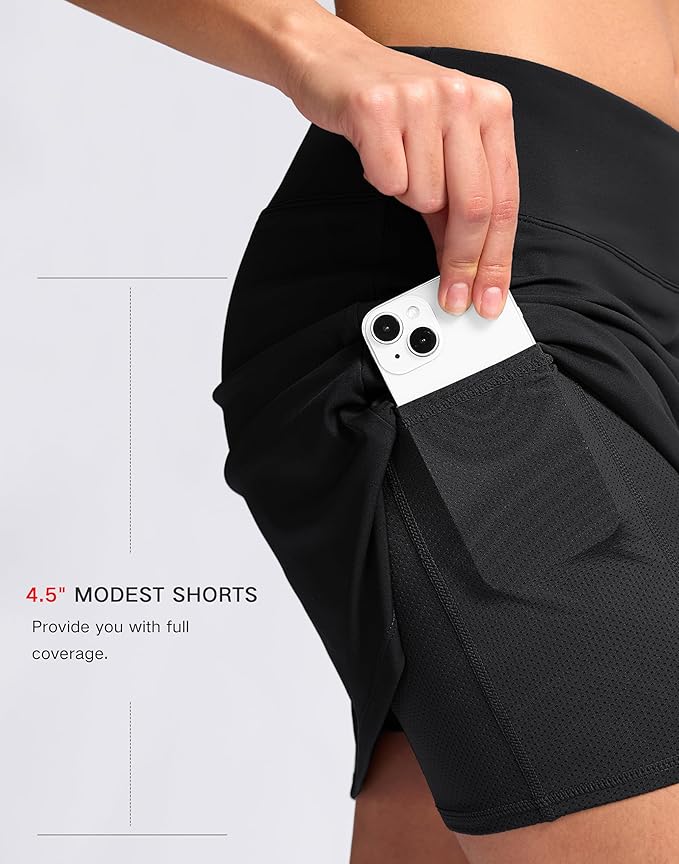 16" Skorts with 2 Pockets | Side Slits, High Waisted, A Line, Casual, Pickleball, Athletic, Golf, Tennis Skirt, for Women