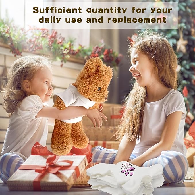 20 Pcs Teddy Bear Blank Shirt Sublimation White Bear Tee Shirt Bulk Stuffed Animal Toy White Clothing for 15 Inch Stuffed Bears Dolls DIY (Color Style 2)