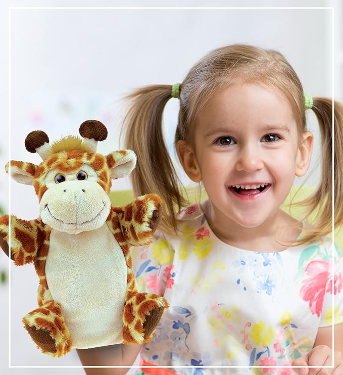 DolliBu Giraffe Plush Hand Puppet For Kids - Soft Plush Stuffed Animal Hand Puppet Toy for Puppet Show Games & Puppet Theaters for Kids, Adult Cute Puppets Educational Toy to Teach Children & Toddlers