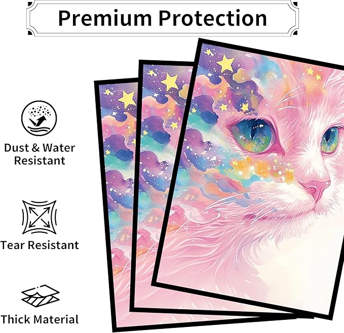 MTG Card Sleeves, Ultra Clear Front & Matte Finish Back, 100 Count Standard Size Matte Art Sleeve for Magic The Gathering (Cat)