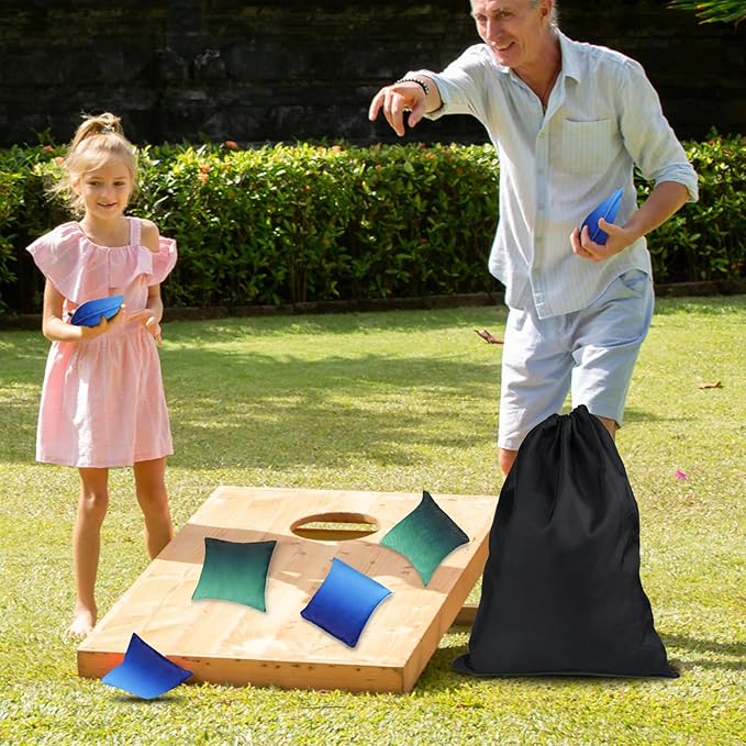 Cornhole Bags Set of 8, Weather Resistant Cornhole Bean Bags with Gradient Design, Durable Modified Size Corn Hole Bags for Outdoor Tossing Games, Includes Tote Bag