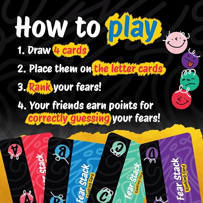 Fear Stack – What Freaks Out Your Family? A Fun Family Party Card Game | Great for Conversation Starters & Family Game Night | Includes 184 Cards, 4 Whiteboards, and 4 Markers
