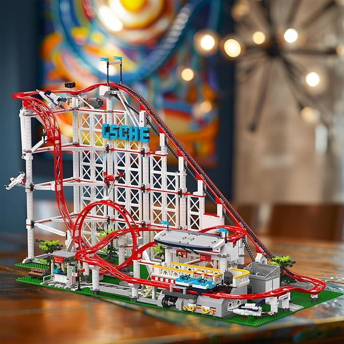 Roller-Coaster Building Set, Motorized Electric Train Track, City Amusement Park Model Toy for Boy Girl Ages 6 7 8 9+, Birthday Gifts for Adult Kid Teen, Theme Construction Collection 3646pcs