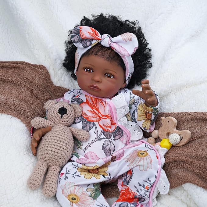 BABESIDE 2 Pcs Reborn Baby Doll Clothes with Headband for 17-22 Inch Babydolls, Floral Patterns Reborn Baby Doll Accessories for Realistic Newborn Dolls Girls, Pink