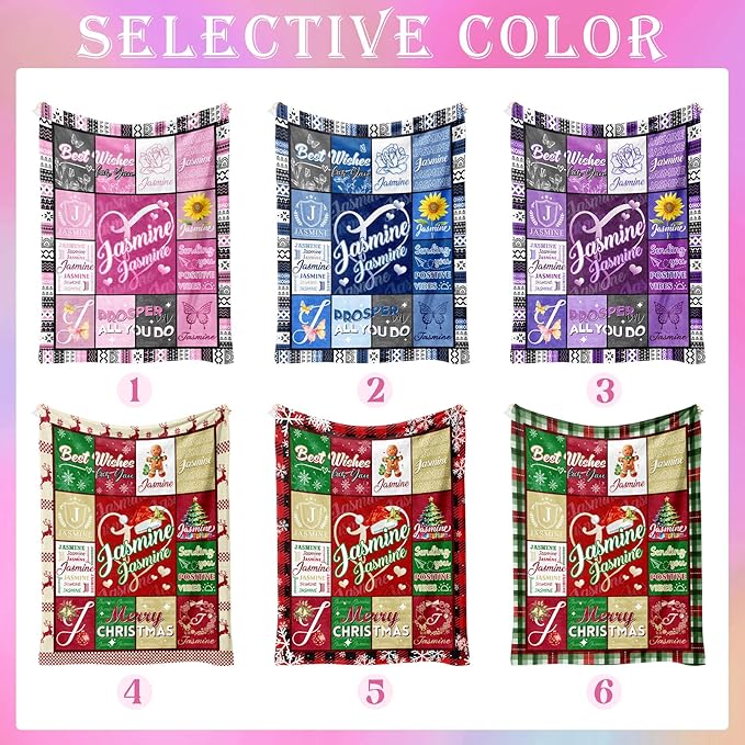 Custom Blanket with Name - Personalized Name Throw Blanket for Adults Kids Baby, Customized Purple Flannel Blanket with Initials, Personalized Gifts for Christmas Birthday