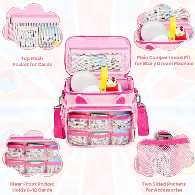 Carrying Case Compatible with Toniebox Starter Set Bundle, Cute Storage Travel Bag Compatible with Little Tikes Story Dream Machine Books Starter Set, Purple & Pink(Bag Only)