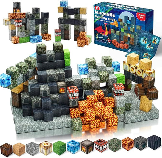 Magnetic Blocks - Build Magnetic Dark Castle Set - Magnetics Toys for Montessori Toddler Christmas Birthday Gifts - STEM Sensory Toys for 3 4 5 6 7 8 9 10 Year Old Boys & Girls