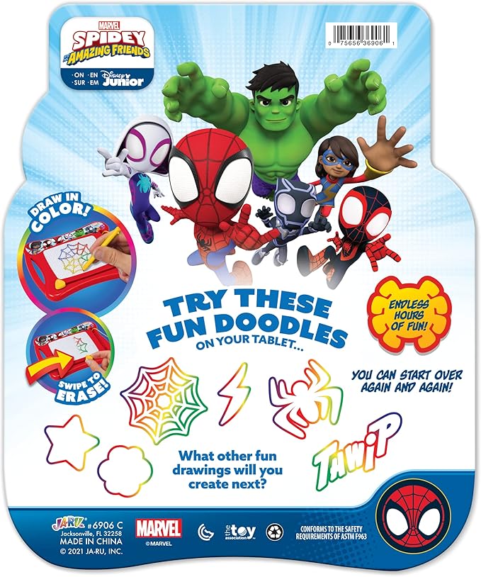 JA-RU Marvel Spiderman Magic Magnetic Drawing Board (1 Toy) Draw, Sketch & Doodle Tablet for Kids, Boys & Girls. Car Trip Game & Activity Travel Toys. Mess-Free Educational Learning Pad. C-6906-1s
